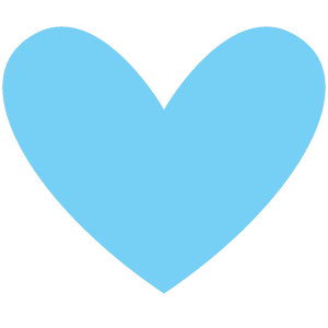 A solid light blue heart shape on a white background.