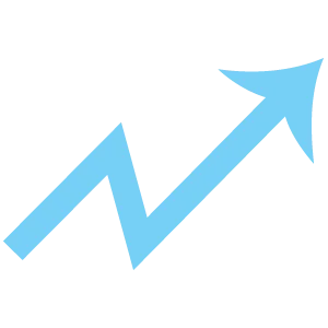 A light blue zigzag arrow points upward and to the right, symbolizing growth or increase.