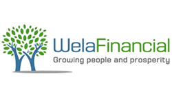 WelaFinancial logo with tagline that says growing people and prosperity with a tree.